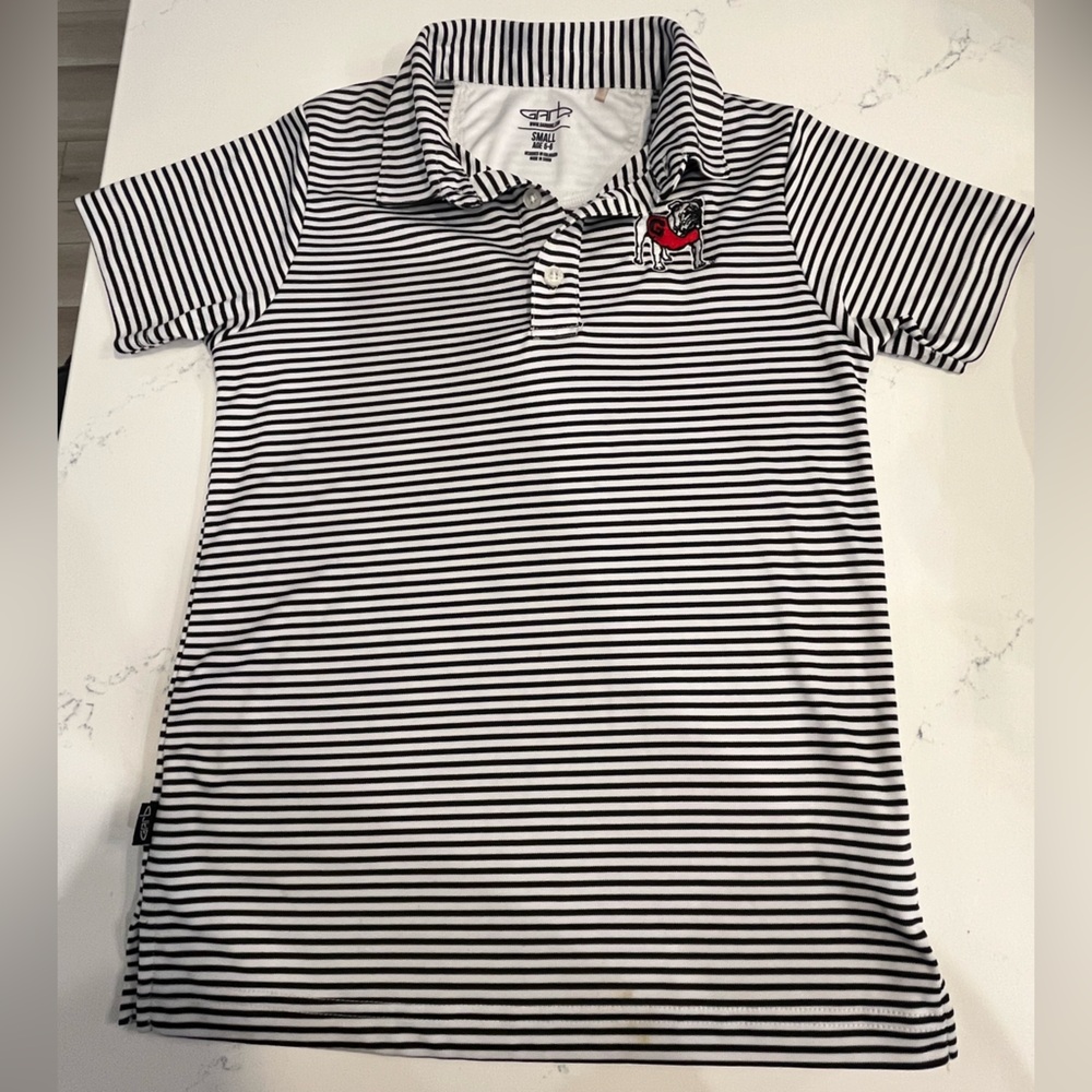 Classic Black and White Striped Kids Polo